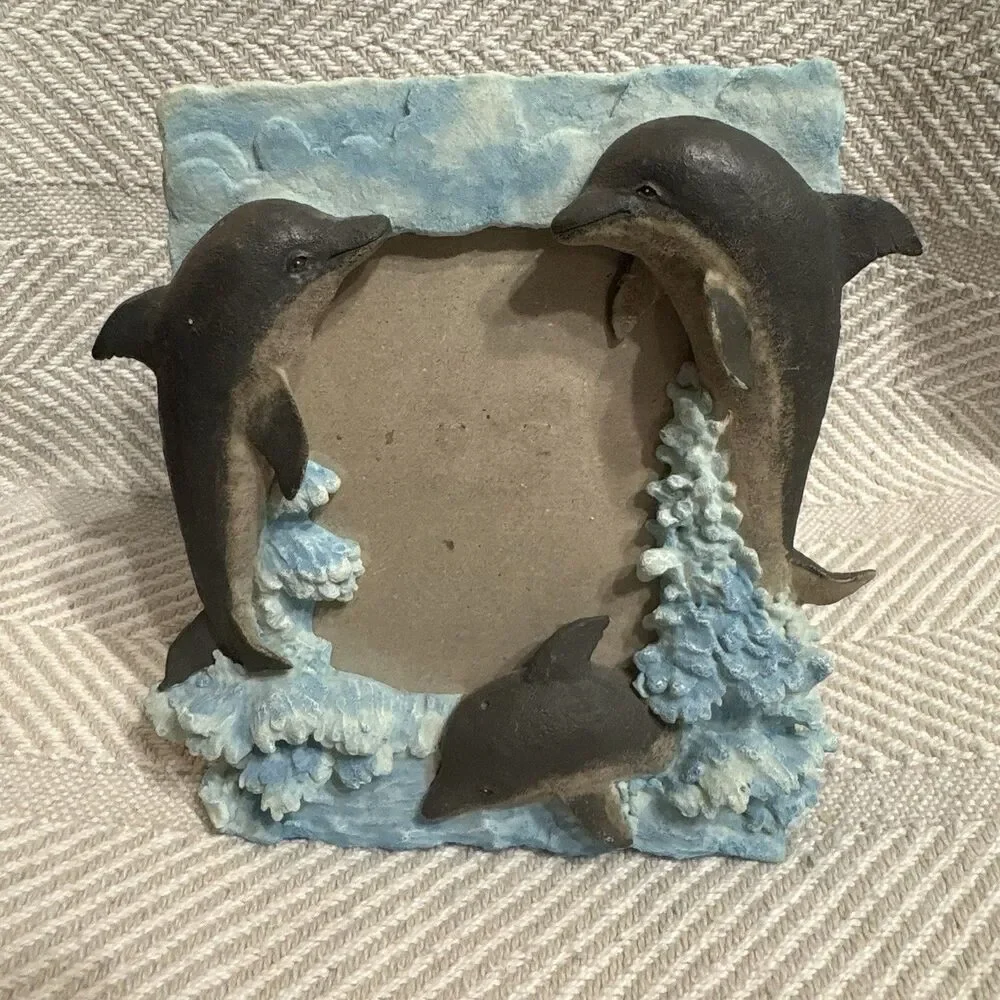 Vintage Dolphin Photo Frame 3D Colorful Holds 3-1/2